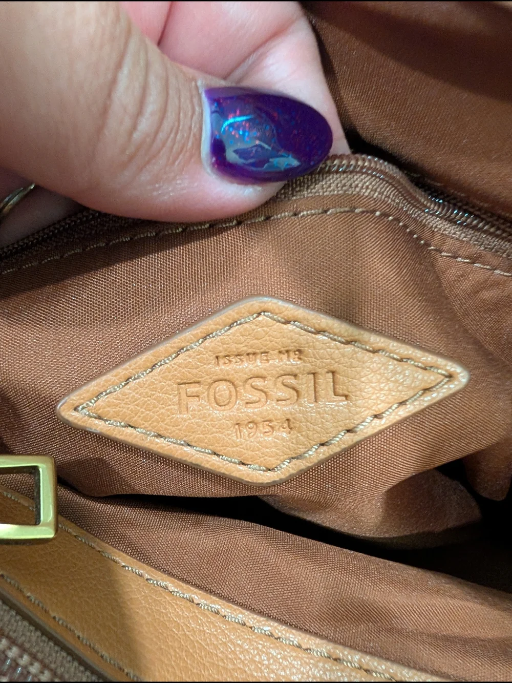 Fossil Kingston Monogram Canvas Leather Crossbody Bag Tote Neutral Multi Color